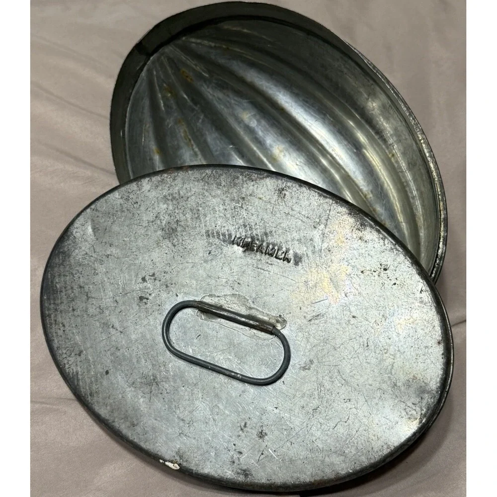 Vingate Antique German August‎ Kreamer Tin Metal Cake Pan Jello mold 1930's